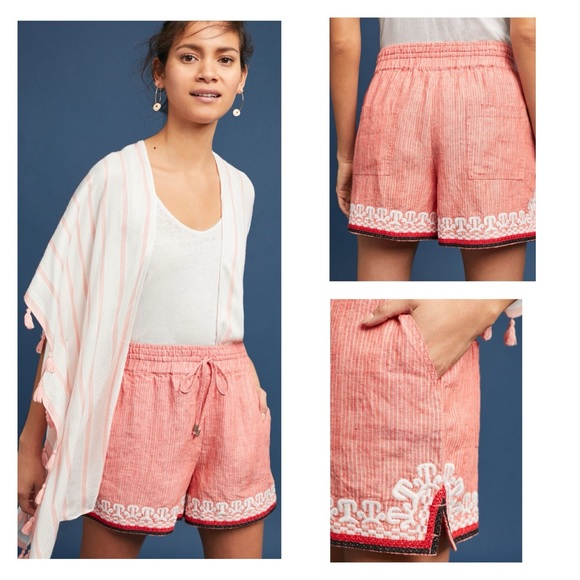 ANTHROPOLOGIE Linen Beachcomber Embroidered Boho Shorts XS - Picture 12 of 12